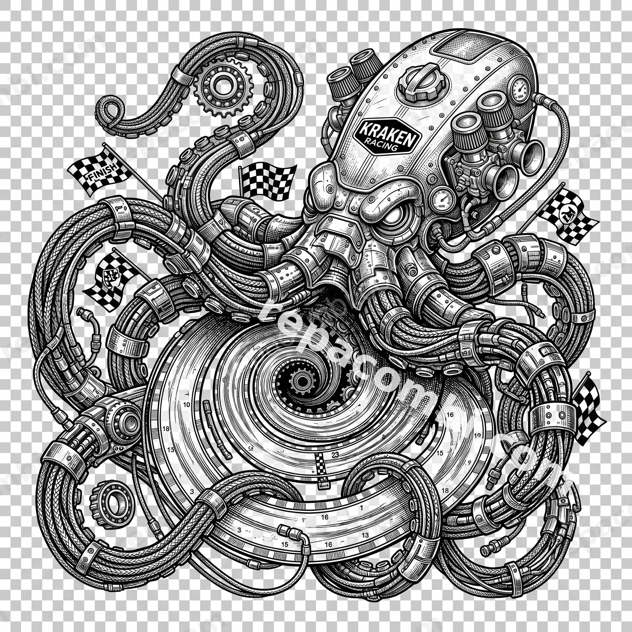 Kraken Mécanique - DTF moto Répa Combi