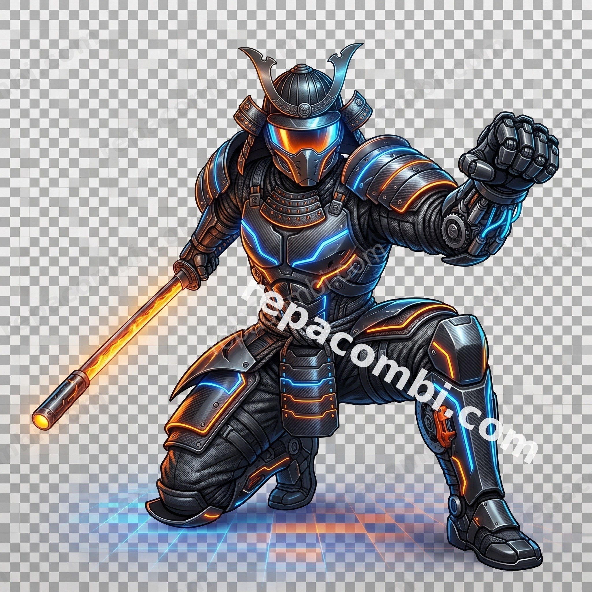 Samurai Cyberpunk - DTF moto Répa Combi