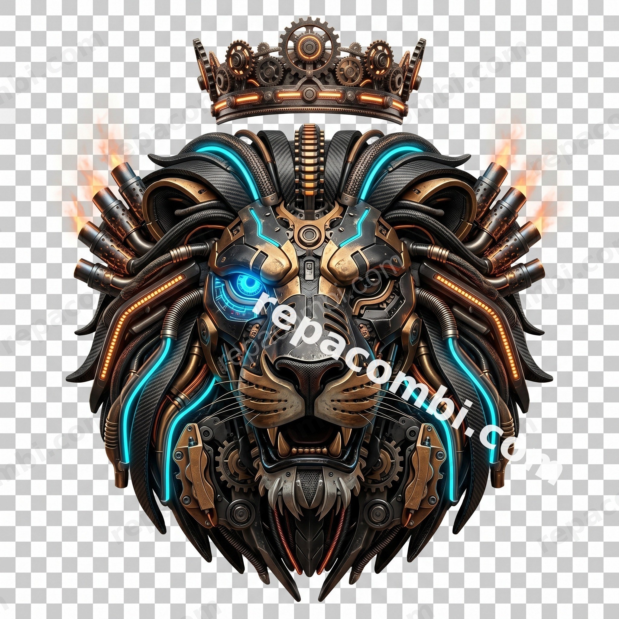 Lion King Cyberpunk - DTF moto Répa Combi