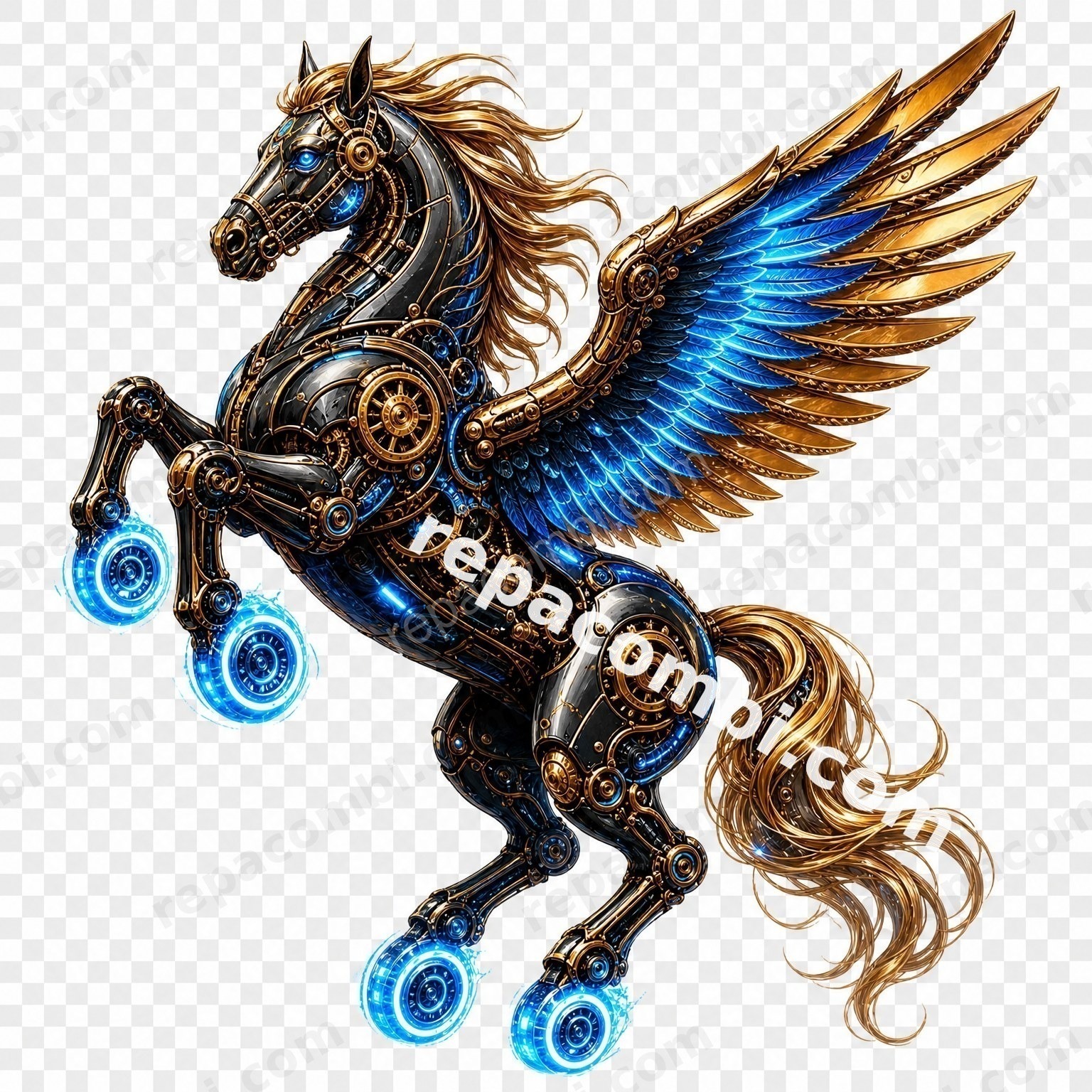 Pégase Cyber-Steampunk - DTF moto Répa Combi