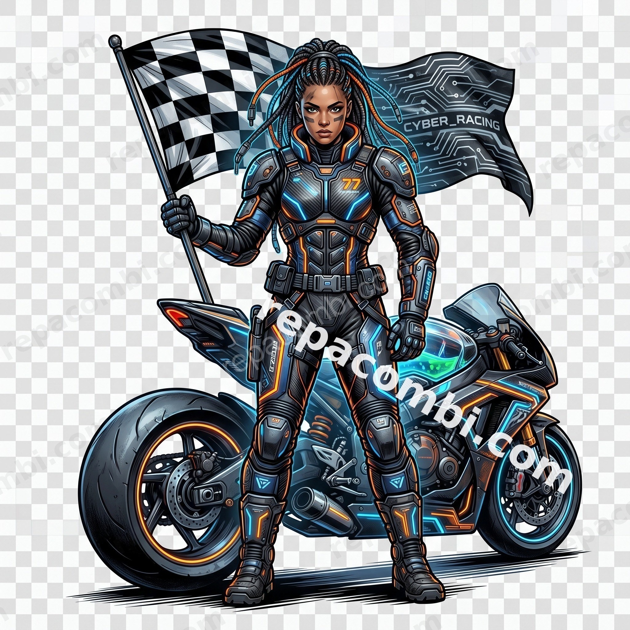Female Rider Warrior - DTF moto Répa Combi