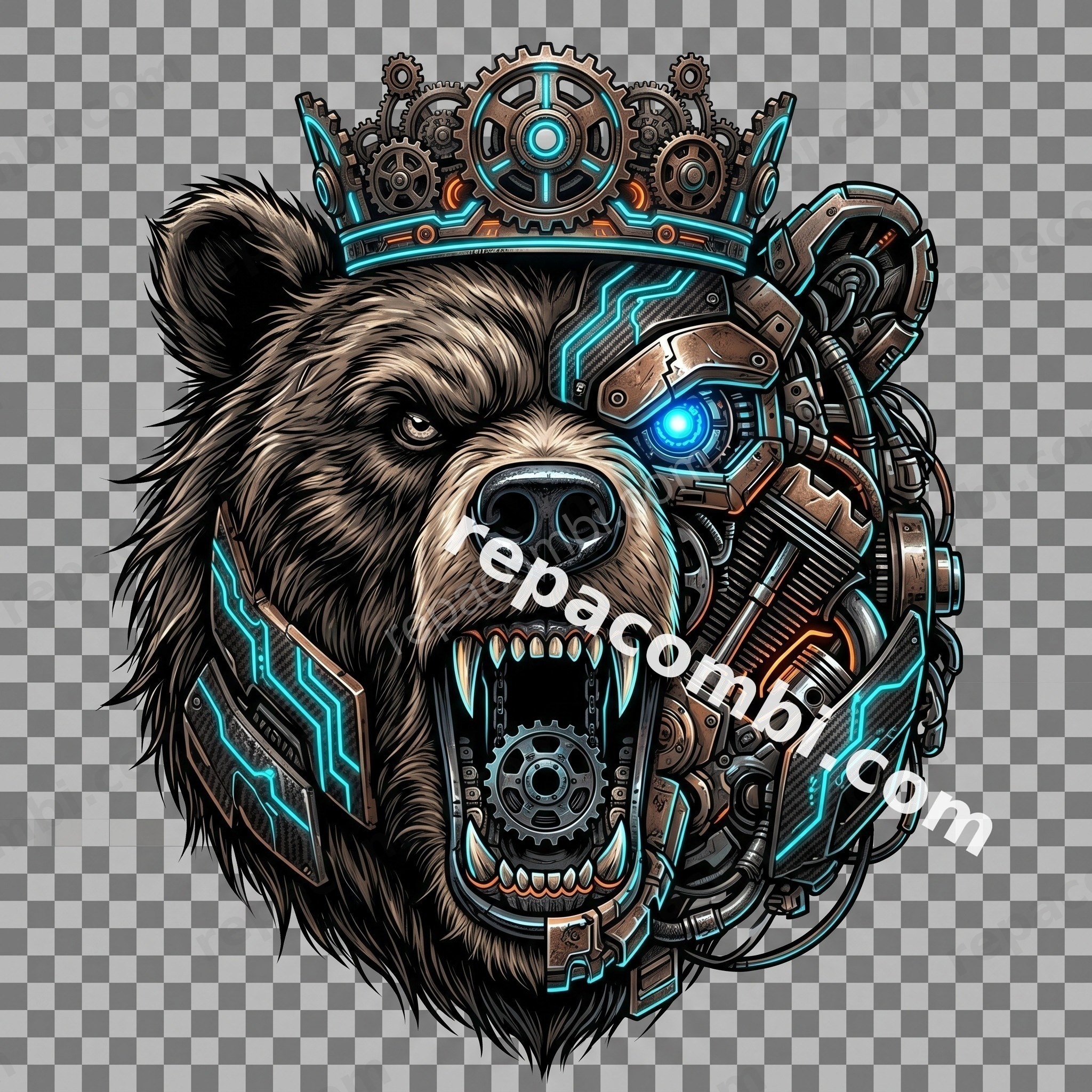 Bear Cyborg Power - DTF moto Répa Combi