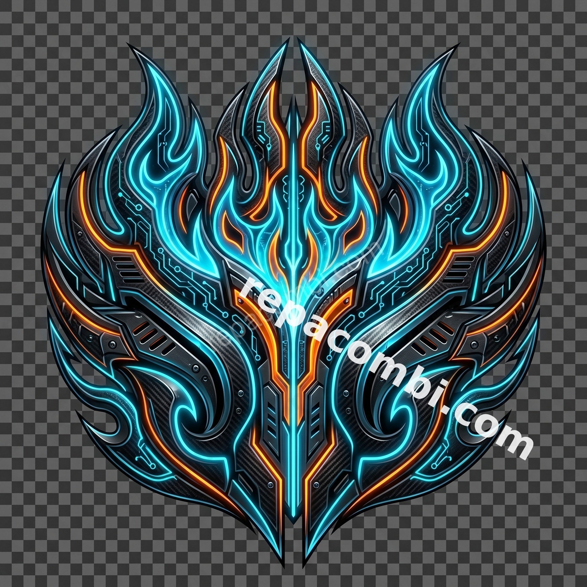 Tribal Flames Neon - DTF moto Répa Combi