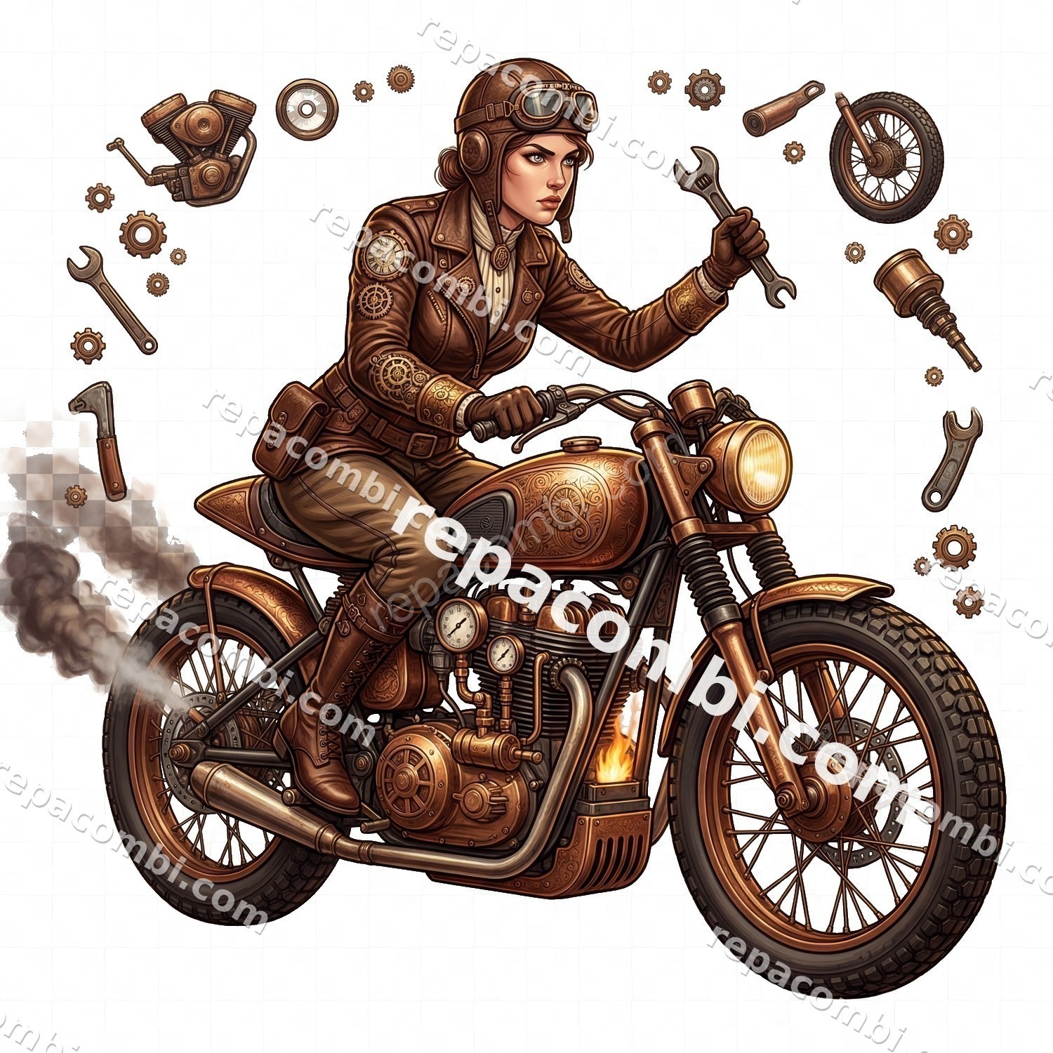 Steampunk Inventor - DTF moto Répa Combi