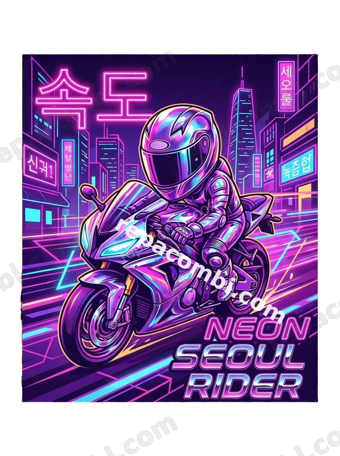 Neon Seoul Rider - DTF K-Pop Racer Répa Combi