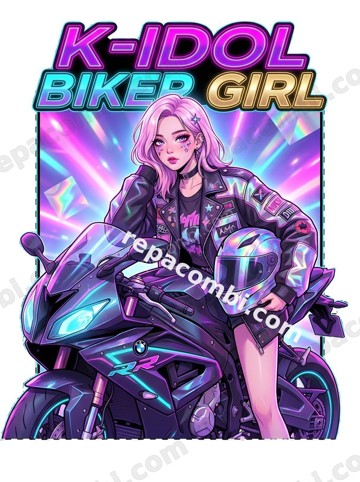 K-Idol Biker Girl - DTF K-Pop Racer Répa Combi