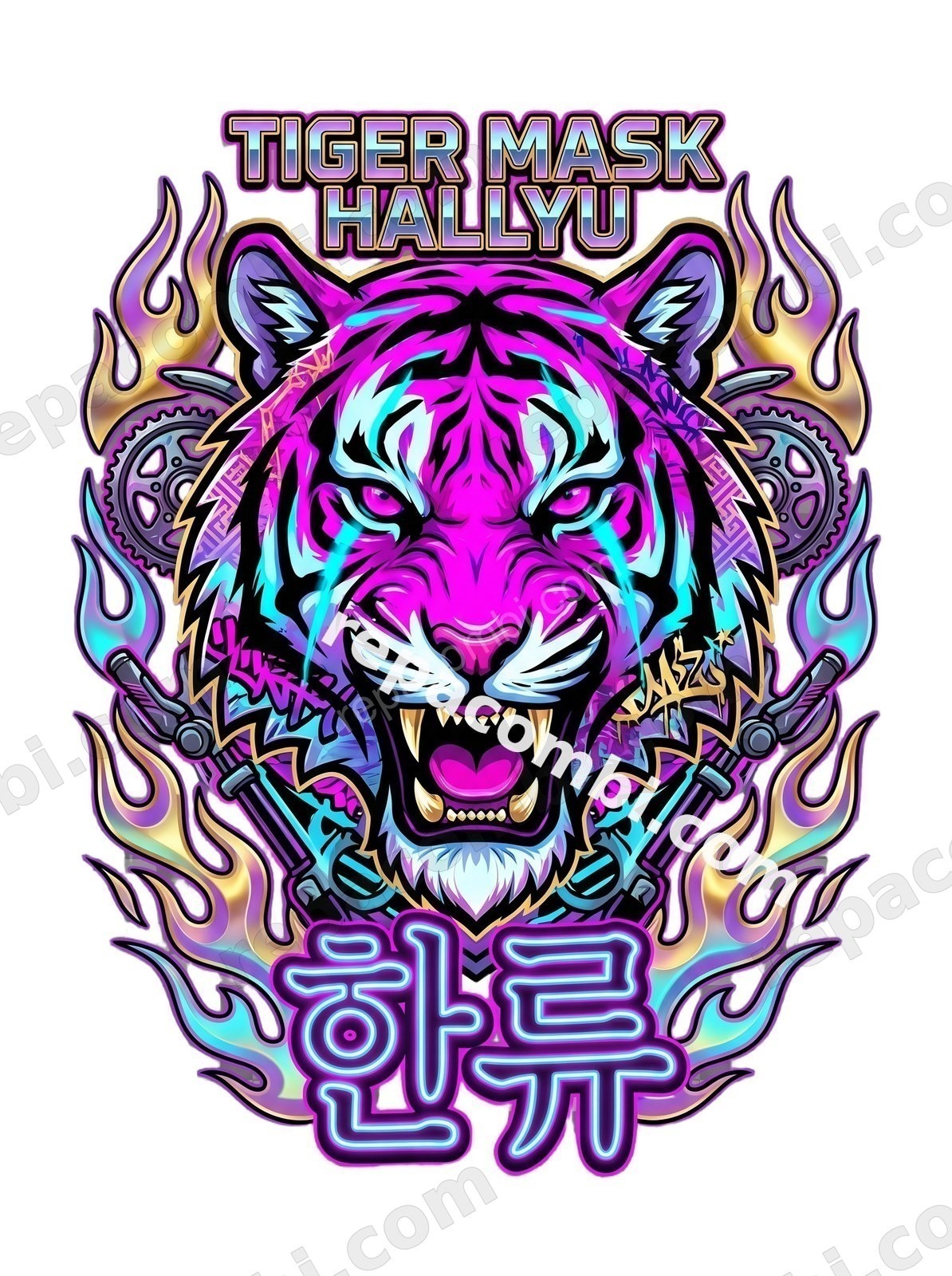 Tiger Mask Hallyu - DTF K-Pop Racer Répa Combi