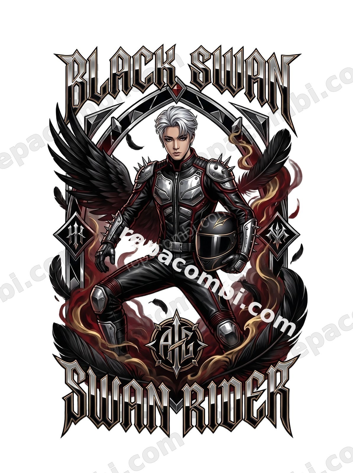 Black Swan Rider - DTF K-Pop Racer Répa Combi