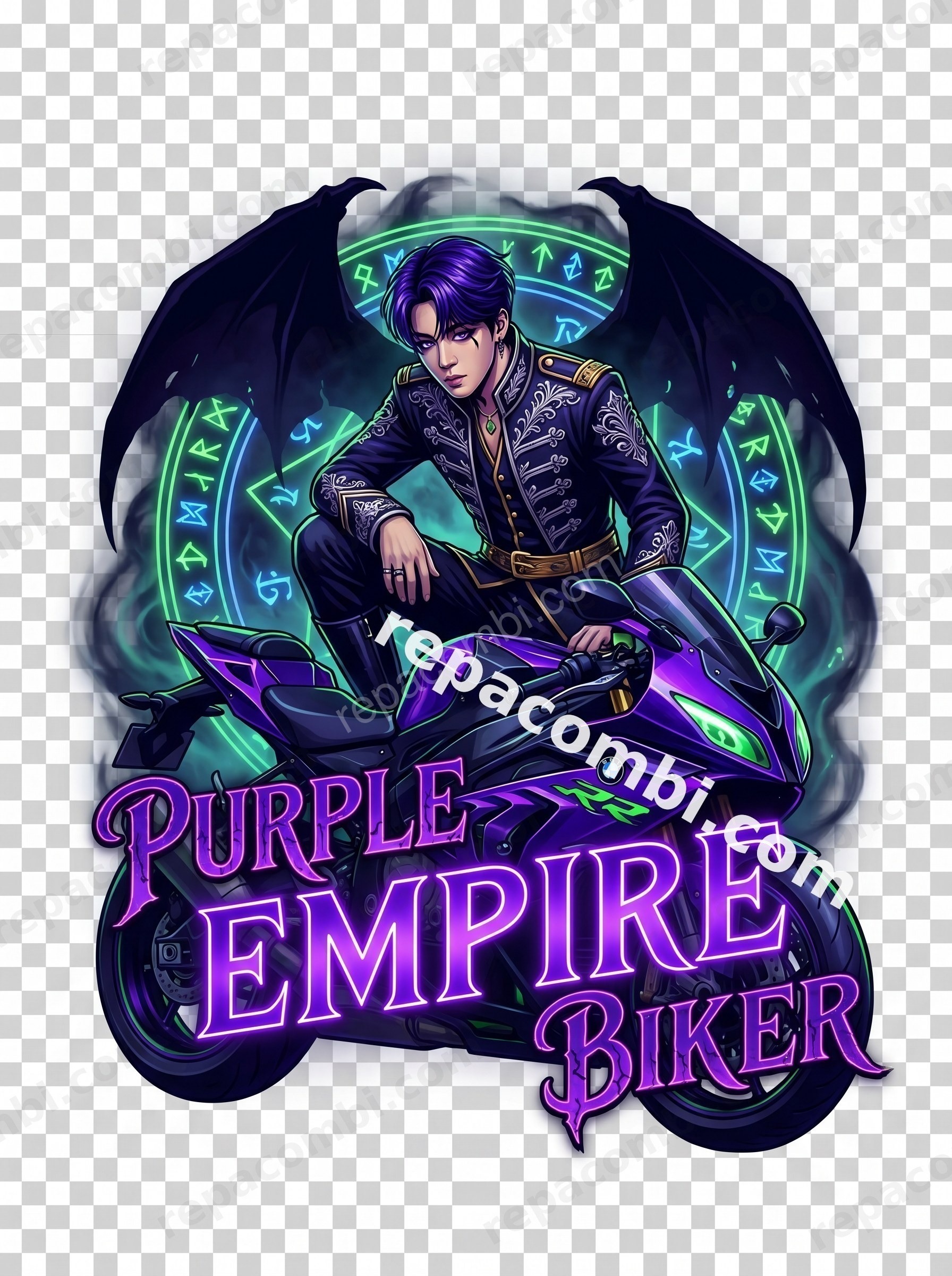 Purple Empire Biker - DTF K-Pop Racer Répa Combi
