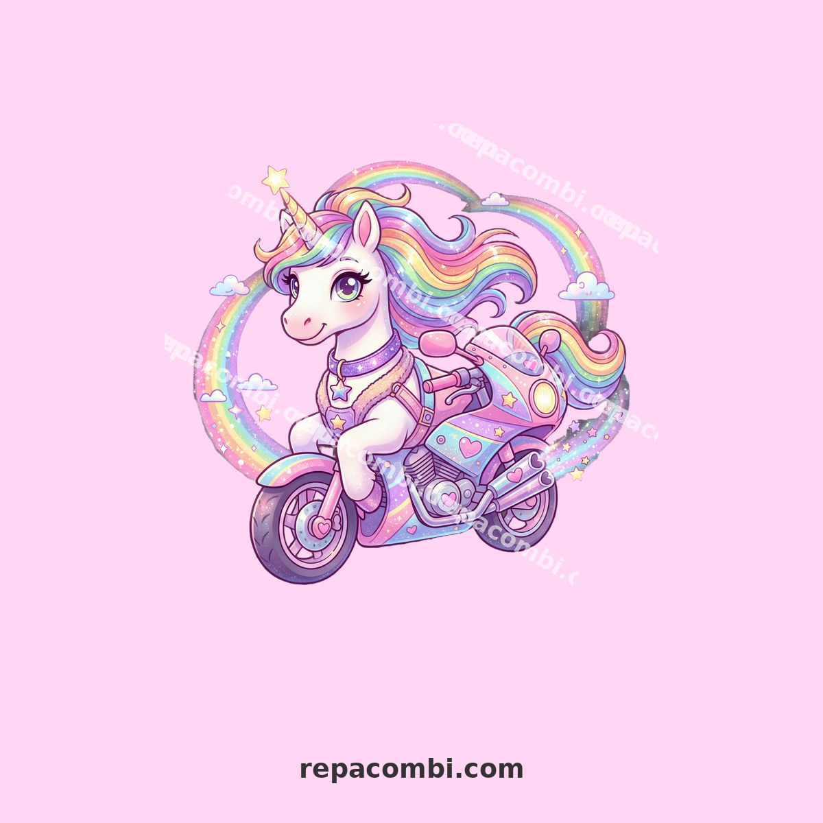 Licorne Magique Moto mockup t-shirt enfant