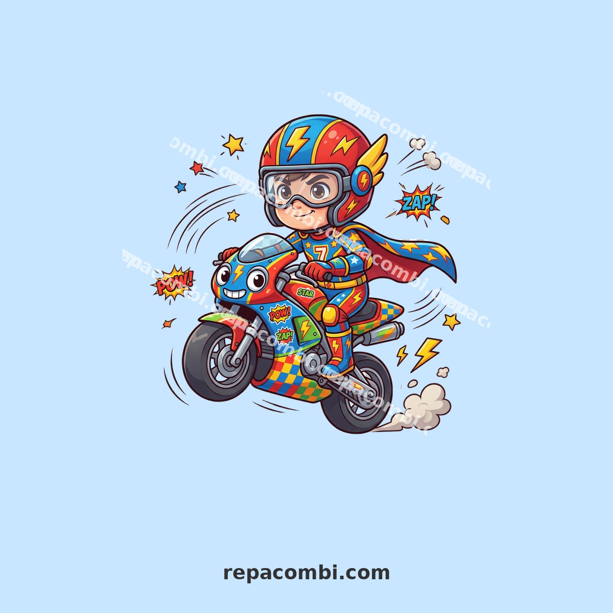 Super-Héros Mini Racer mockup t-shirt enfant