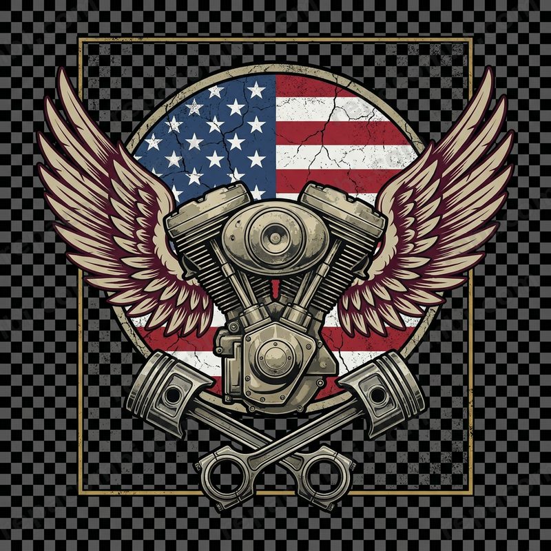 Embleme Moto Biker Moteur Vtwin Ailes