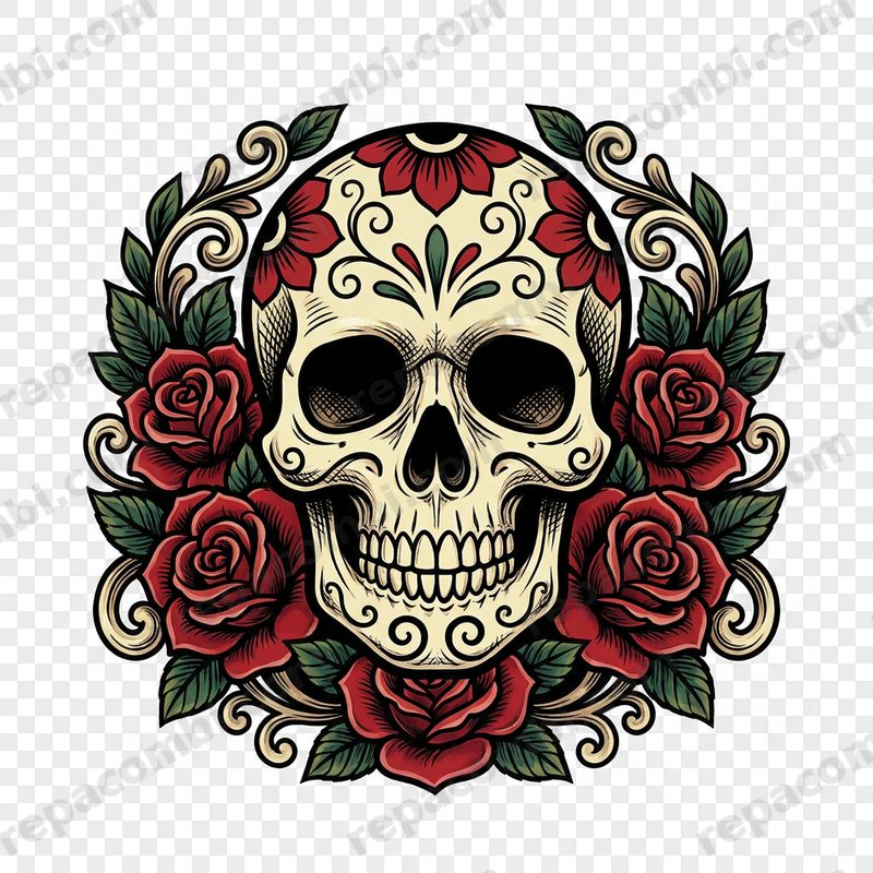 Design textile Tattoo Sugar Skull - film thermocollant