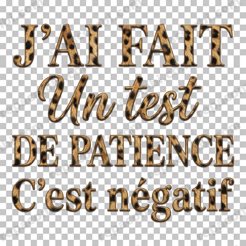 Design textile Test Patience Negatif Leopard - film thermocollant