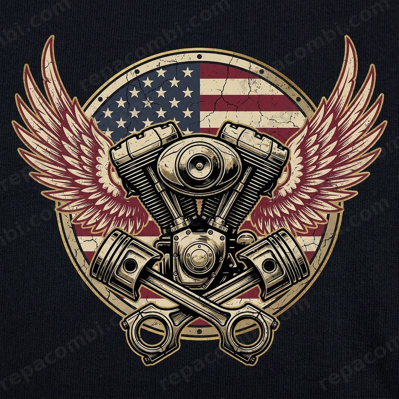 Design textile Vintage Motorcycle Engine - film thermocollant