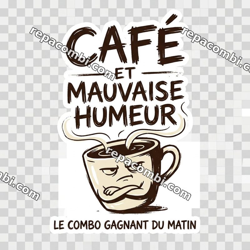 Design textile Cafe Mauvaise Humeur - film thermocollant à coller au fer