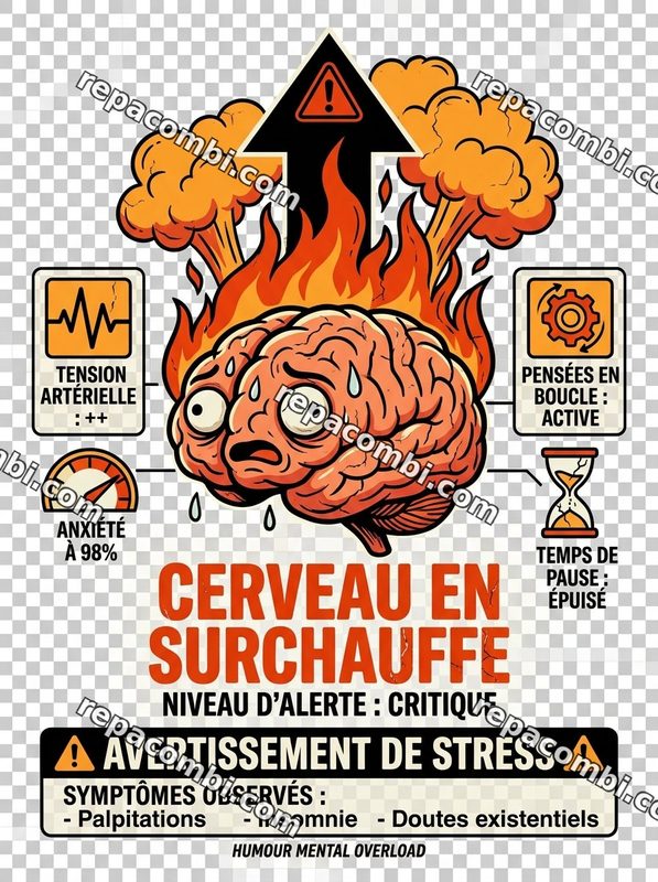 Design textile Cerveau Surchauffe - film thermocollant à coller au fer