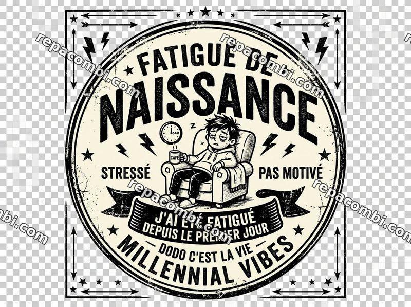 Design textile Fatigue Naissance - film thermocollant à coller au fer