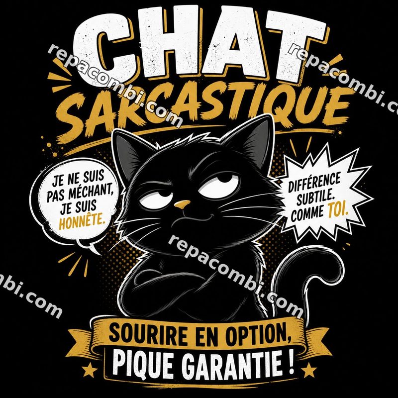 Design textile IA Chat Sarcastique - film thermocollant à coller au fer