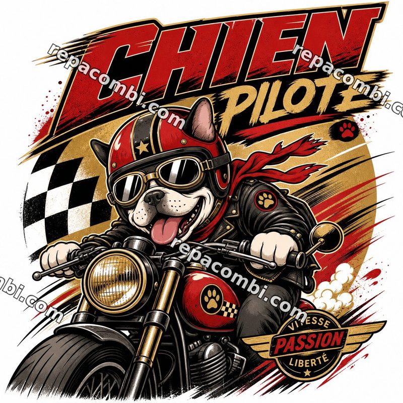 Design textile IA Chien Pilote - film thermocollant à coller au fer
