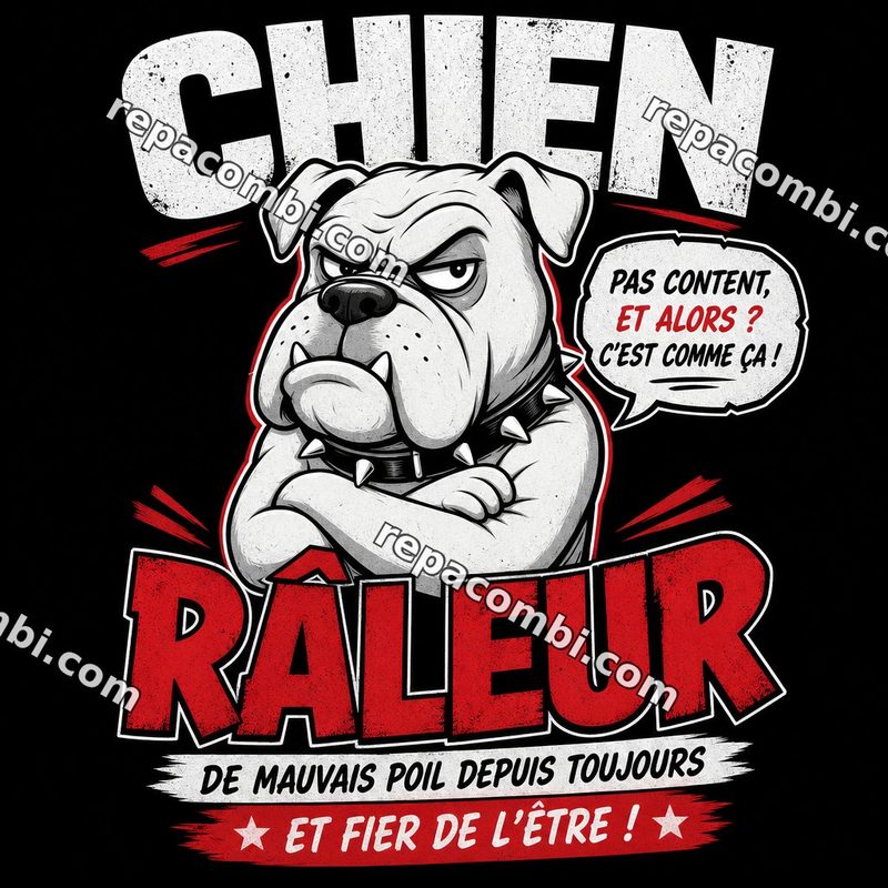 Design textile IA Chien Raleur - film thermocollant à coller au fer