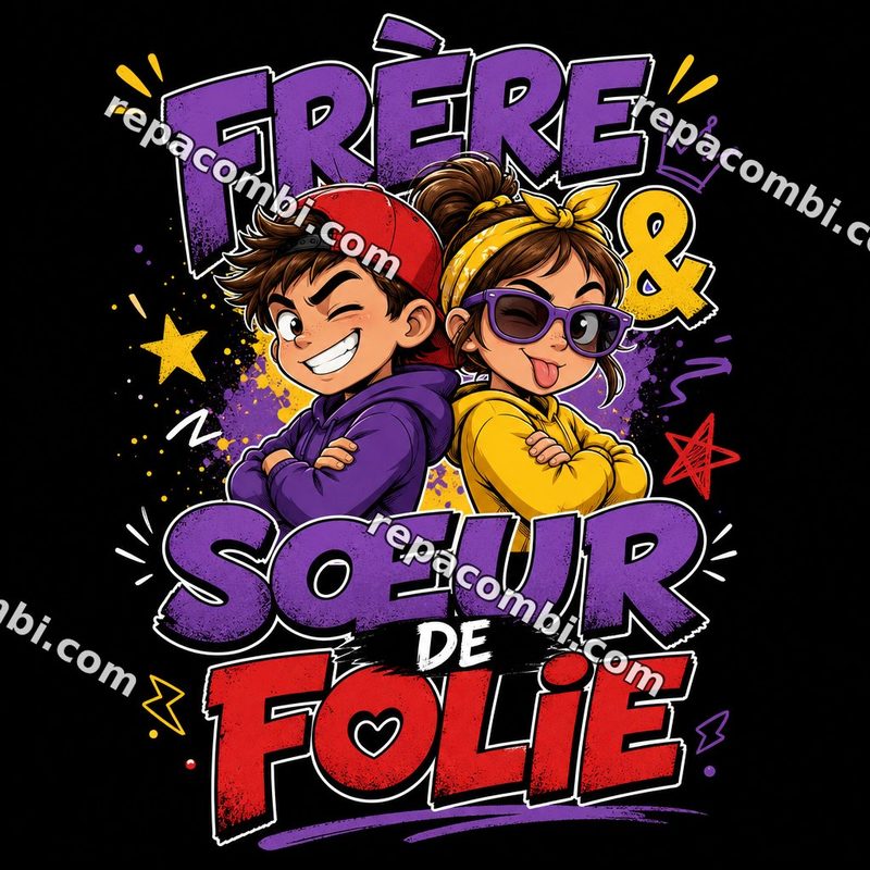 Design textile IA Frere Soeur - film thermocollant à coller au fer