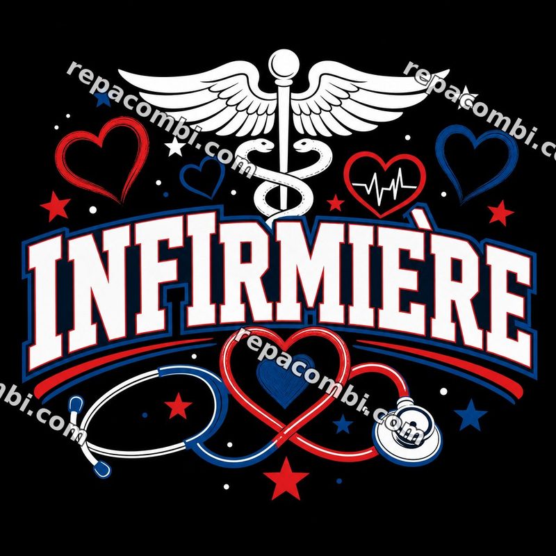 Design textile IA Infirmiere - film thermocollant à coller au fer