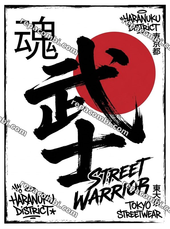 Design textile Japanese Streetwear - film thermocollant à coller au fer