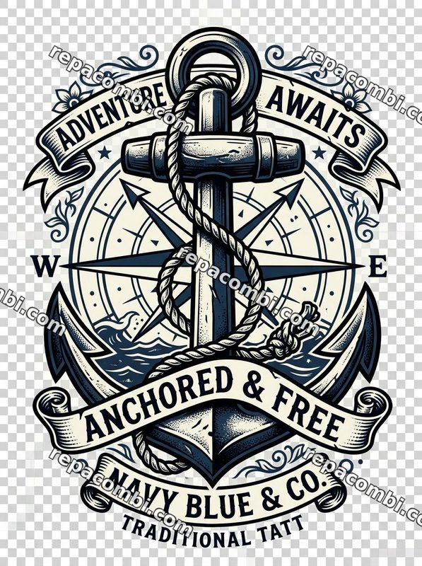 Design textile Nautical Anchor Vintage - film thermocollant à coller au fer