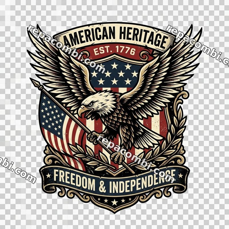 Design textile Vintage Americana Eagle - film thermocollant à coller au fer