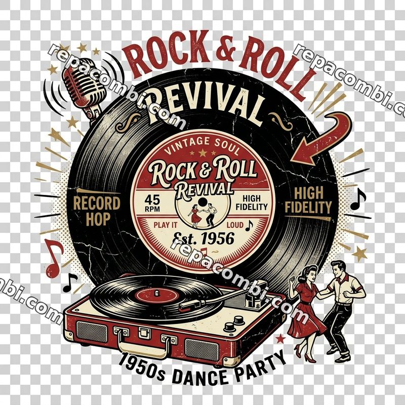 Design textile Vintage Vinyl Record - film thermocollant à coller au fer