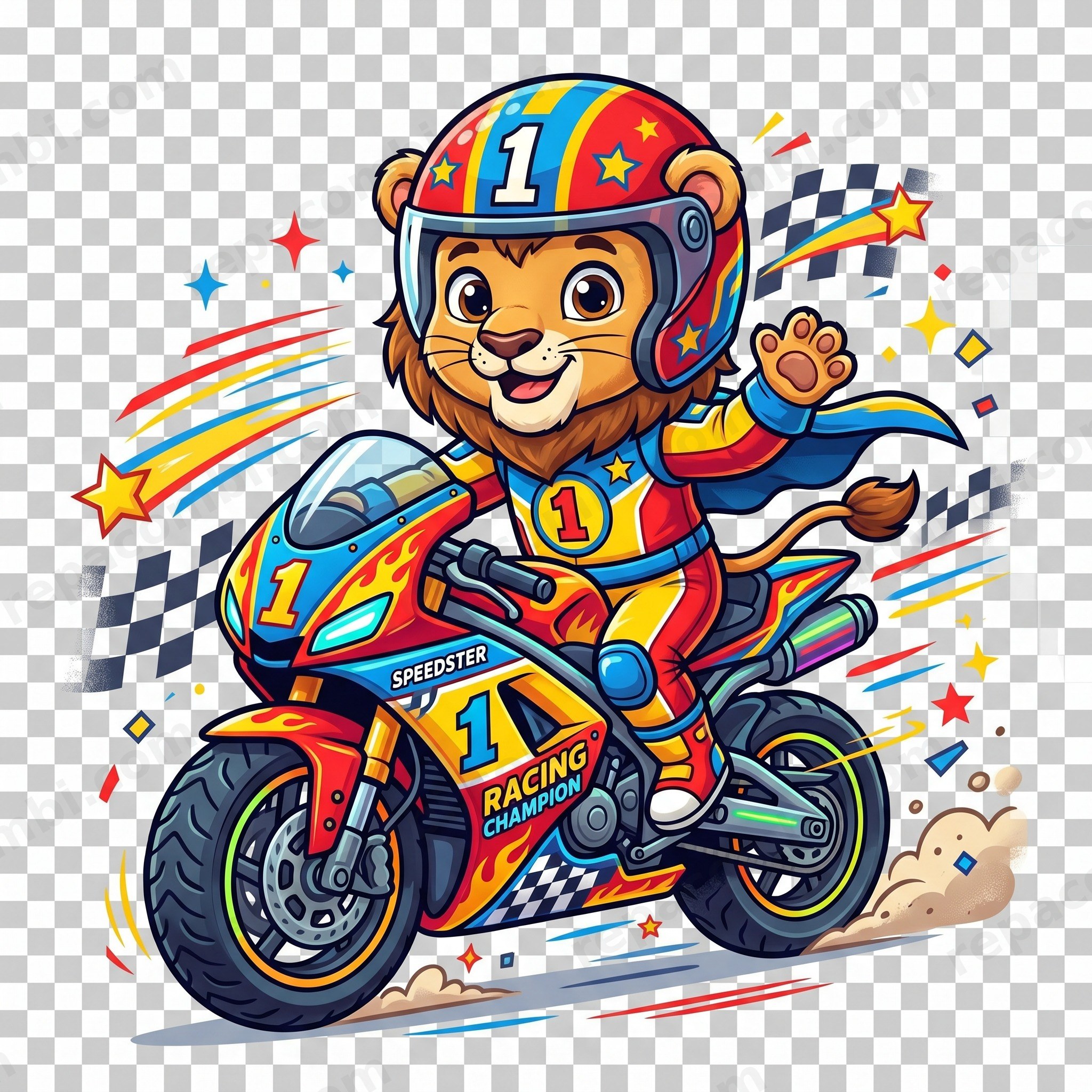 Lion Super Hero — DTF Mini Bikers