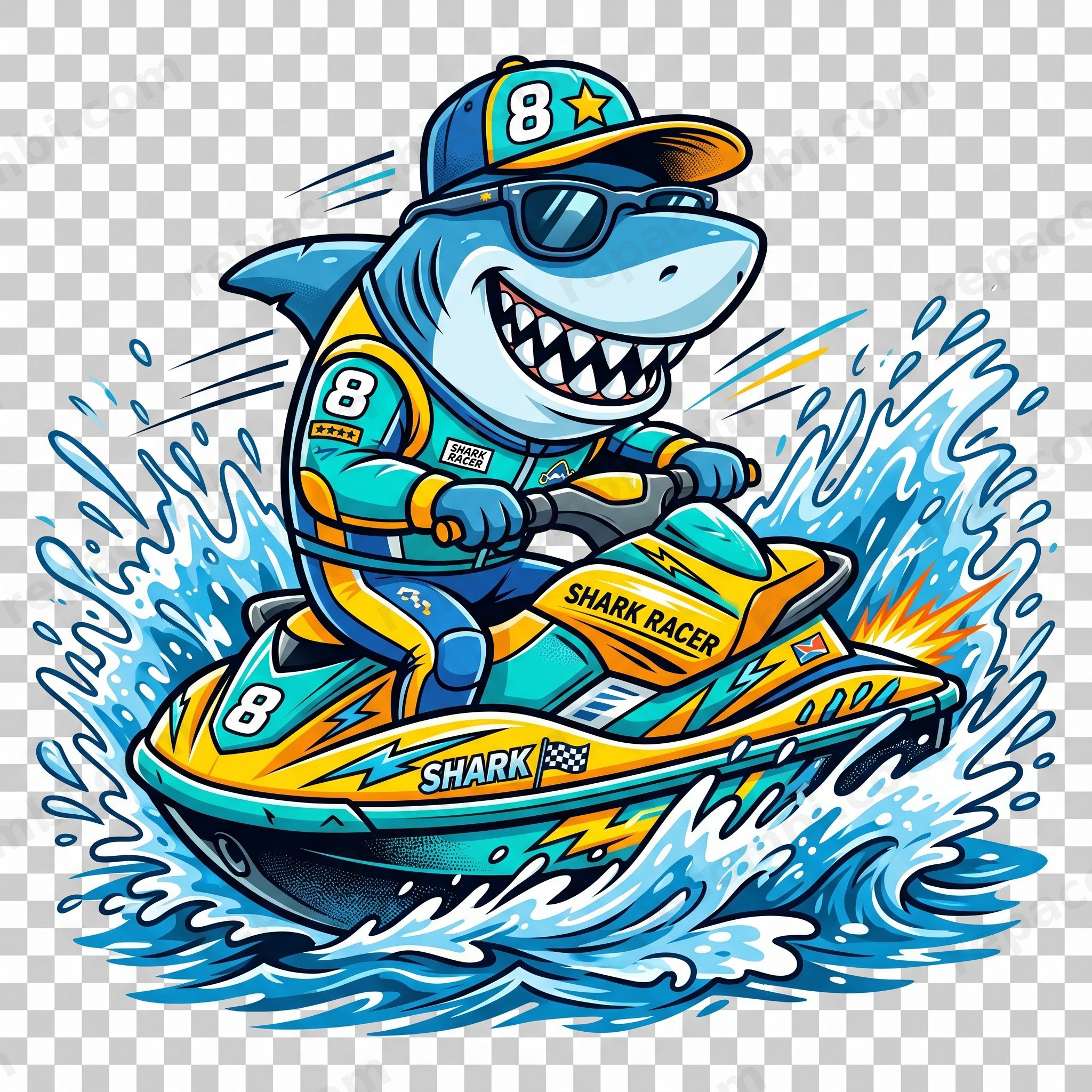 Shark Jet Ski Racer — DTF Mini Bikers