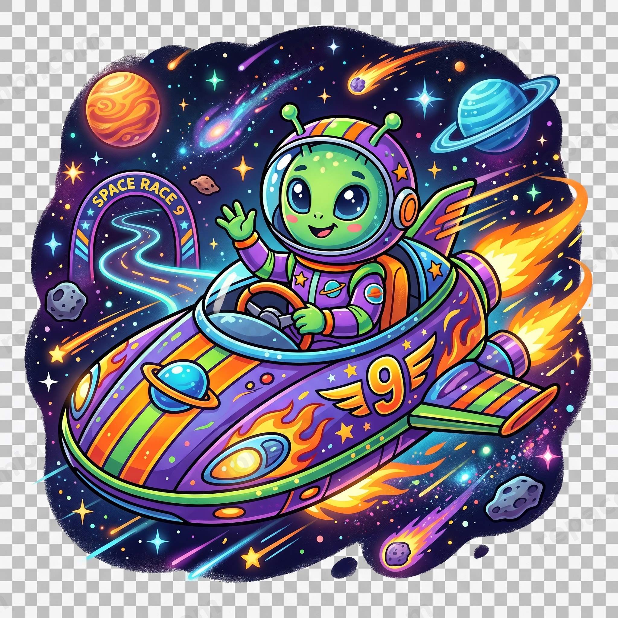 Alien Space Racer — DTF Mini Bikers