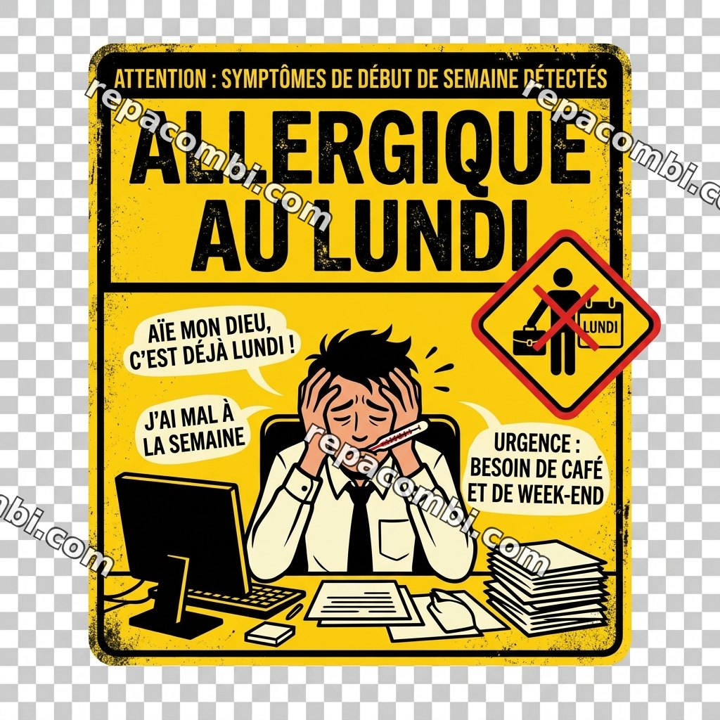 Allergique au Lundi Allergique au Lundi — ‘Allergique au lundi’, phrase travailleur épuisé