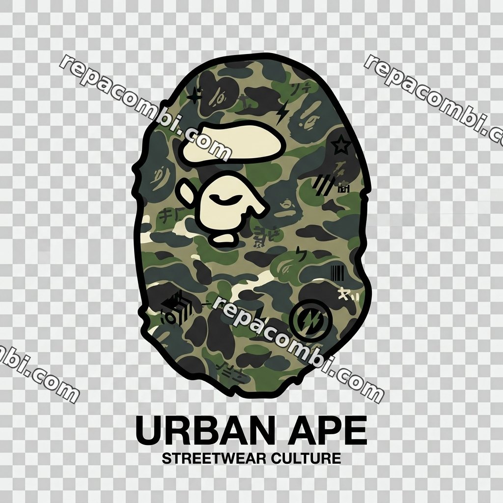 Ape Camo Streetwear Ape Camo Streetwear — Tête de singe camo militaire, signature streetwear