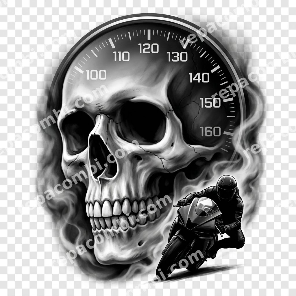 Crâne Compteur Vitesse Crâne Compteur Vitesse — Crâne fusionné compteur vitesse + biker