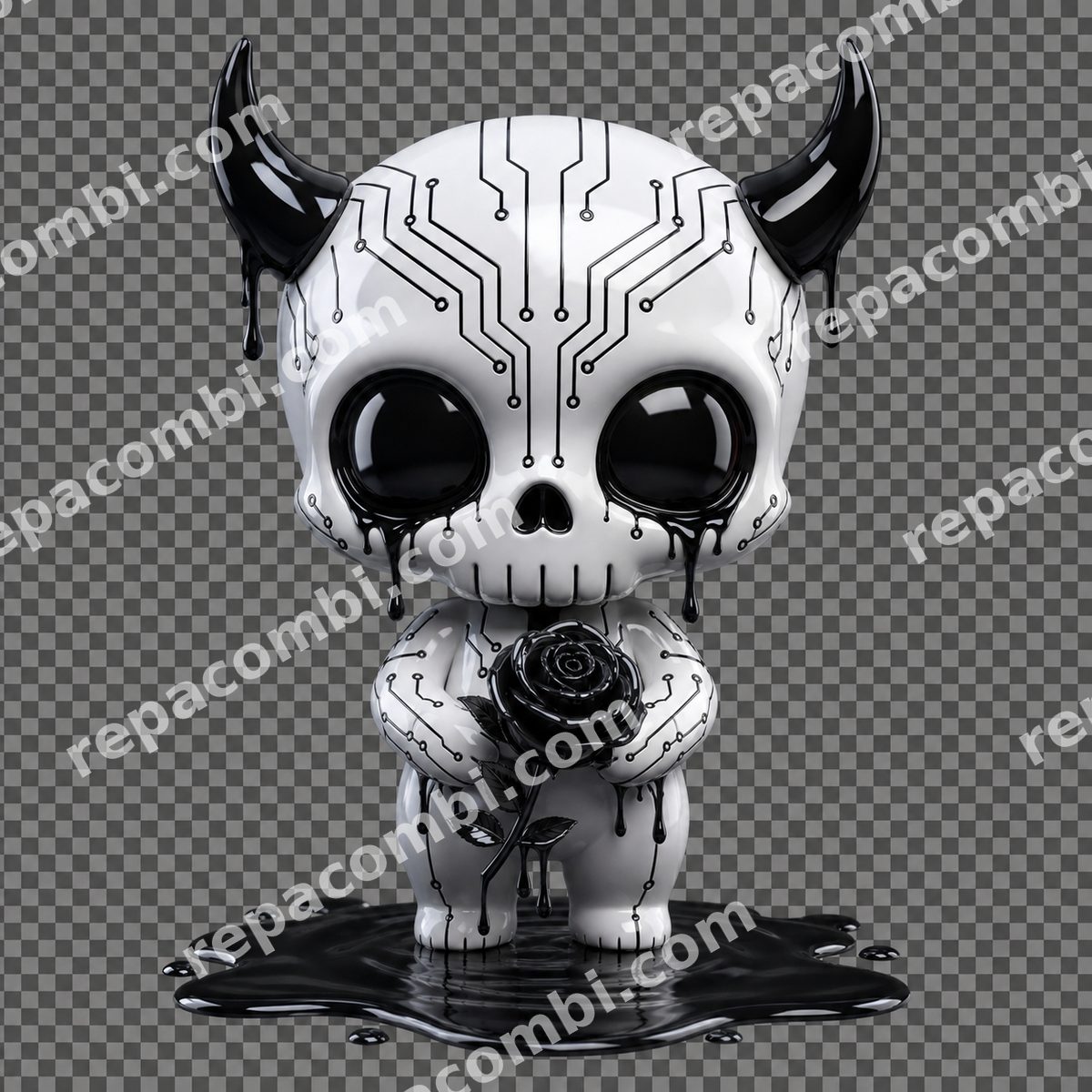 Cyber Skull Drip Cyber Skull Drip — Crâne chibi cute version cyber, drip noir et PCB h