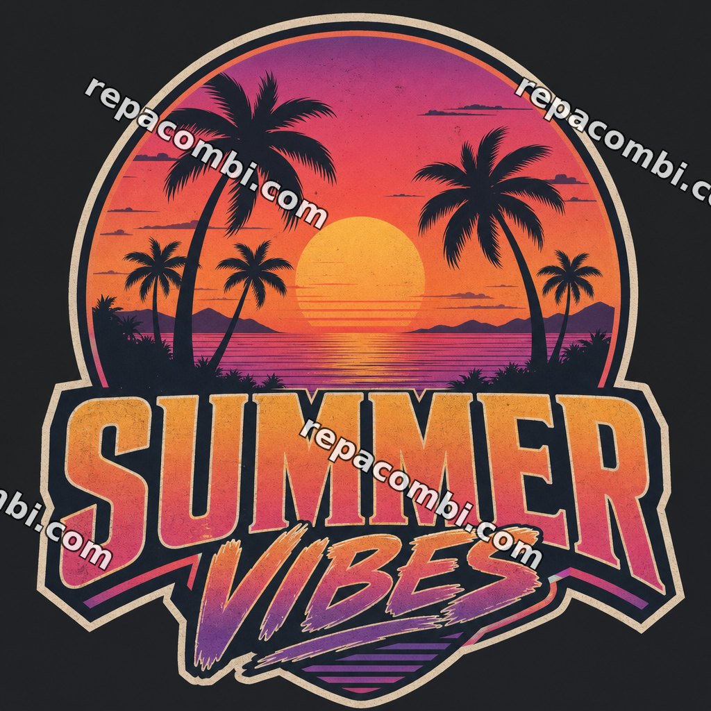 Summer Vibes Summer Vibes — ‘Summer vibes’ palmiers coucher de soleil 80s