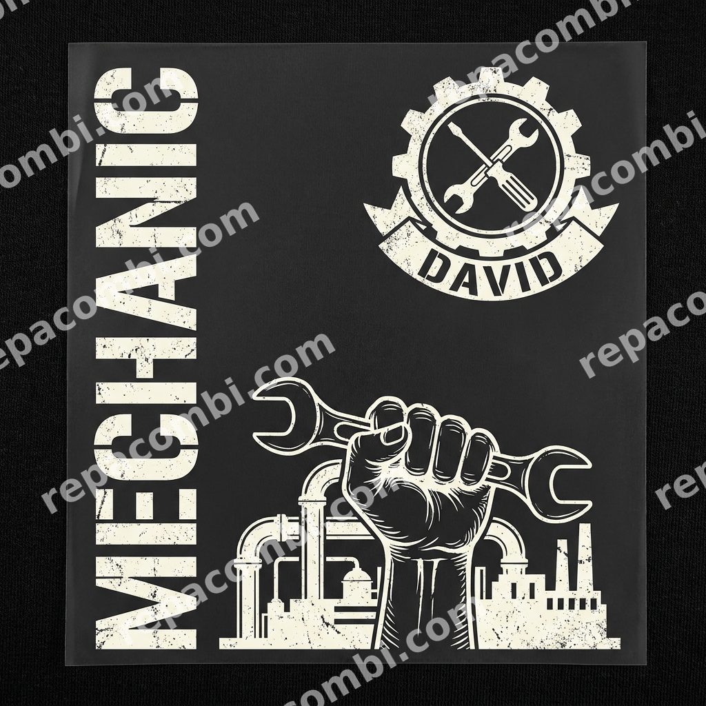 Logo Mécano Custom Logo Mécano Custom — Logo mécanicien industriel main + clé à molette