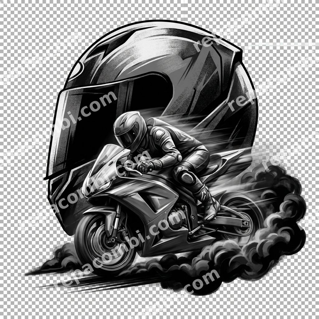 Motard Casque Vitesse Motard Casque Vitesse — Motard drift avec casque géant en surimpression