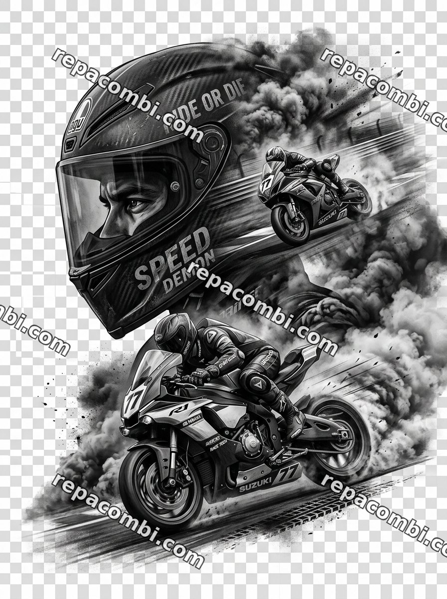 Moto Double Exposure Moto Double Exposure — Double exposition silhouette moto et route, effet