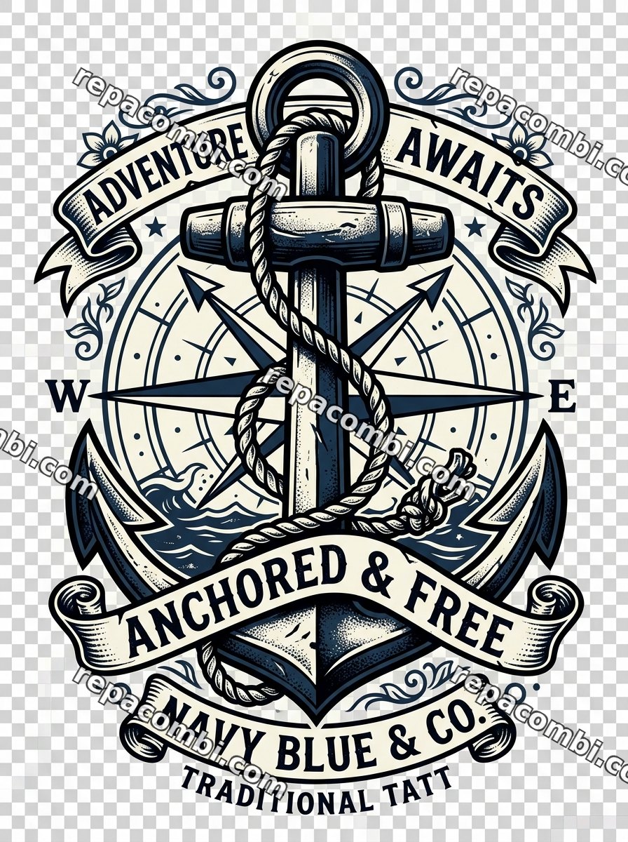 Nautical Anchor Vintage Nautical Anchor Vintage — Ancre marine vintage et cordage, esprit côte atlan