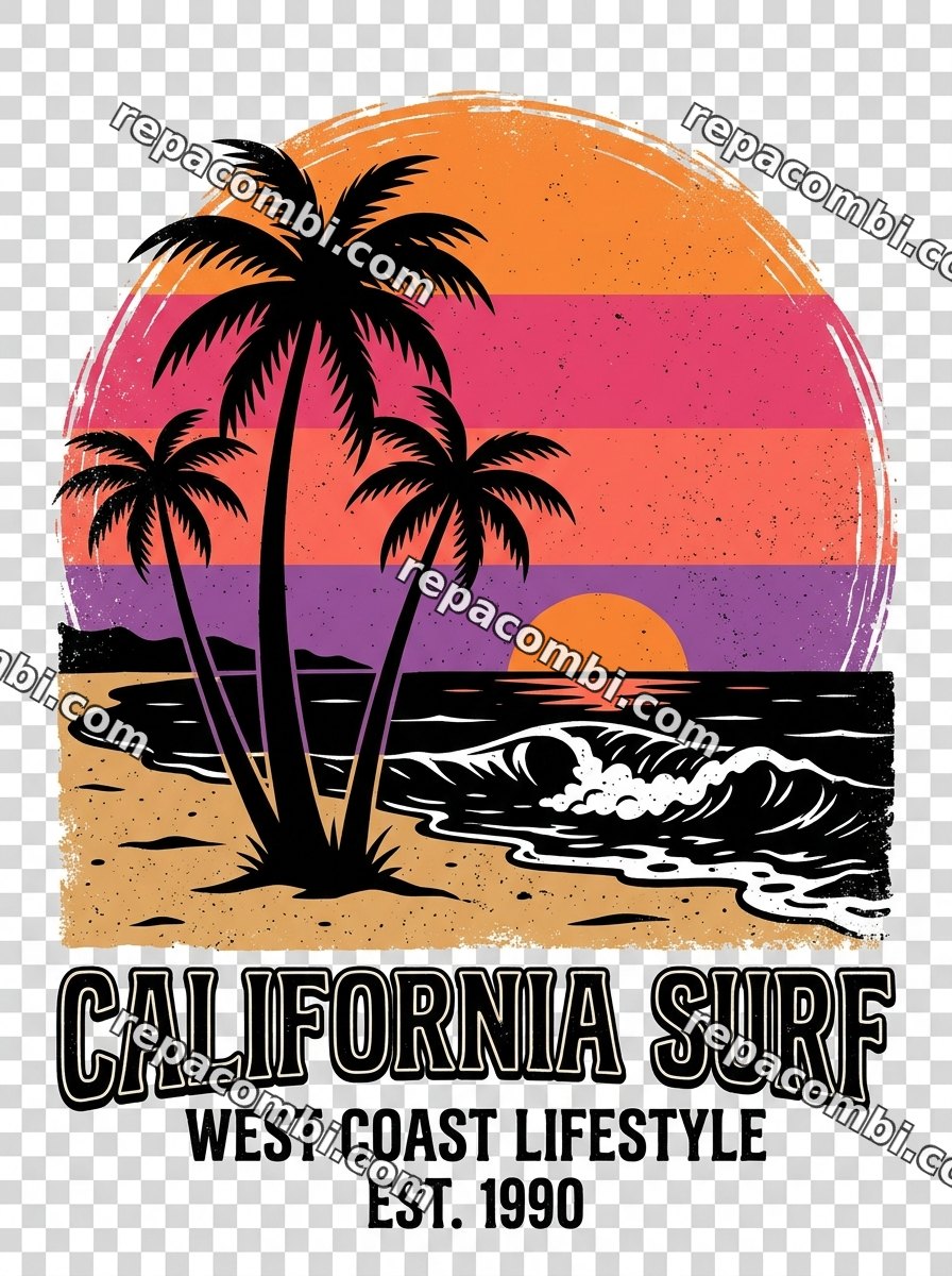 Palm Sunset Surf Palm Sunset Surf — Palmiers et coucher de soleil surf, dégradé tropic