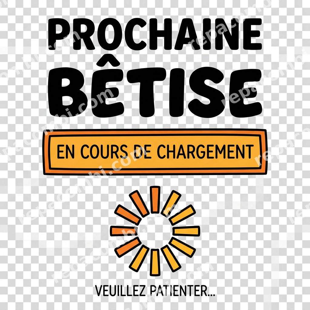 Prochaine Bêtise en Chargement Prochaine Bêtise en Chargement — ‘Ma prochaine bêtise en chargement…’ DTF clair, te