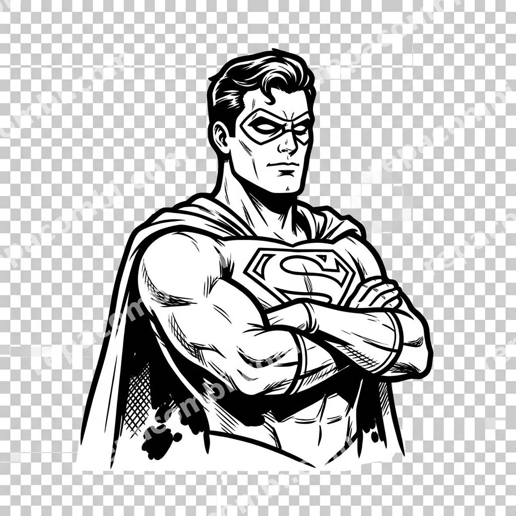 Super-Héros Comic Rétro Super-Héros Comic Rétro — Super-héros bras croisés style comic vintage