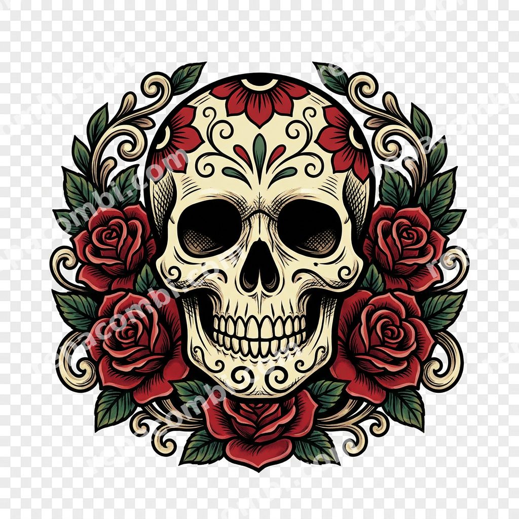 Tattoo Sugar Skull Tattoo Sugar Skull — Sugar skull façon tatouage old-school, lignes nett