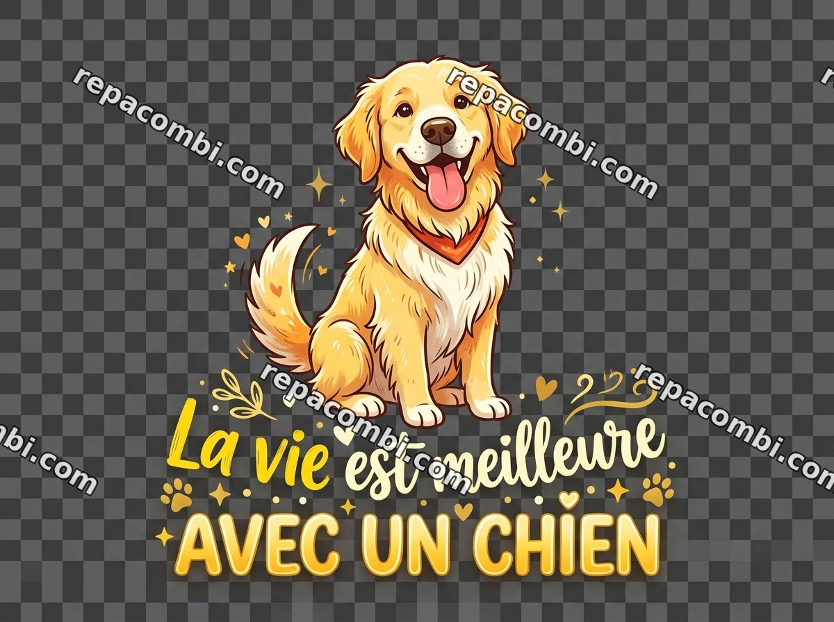 La Vie Est Meilleure Avec Un Chien La Vie Est Meilleure Avec Un Chien — ‘La vie est meilleure avec un chien’, message dog