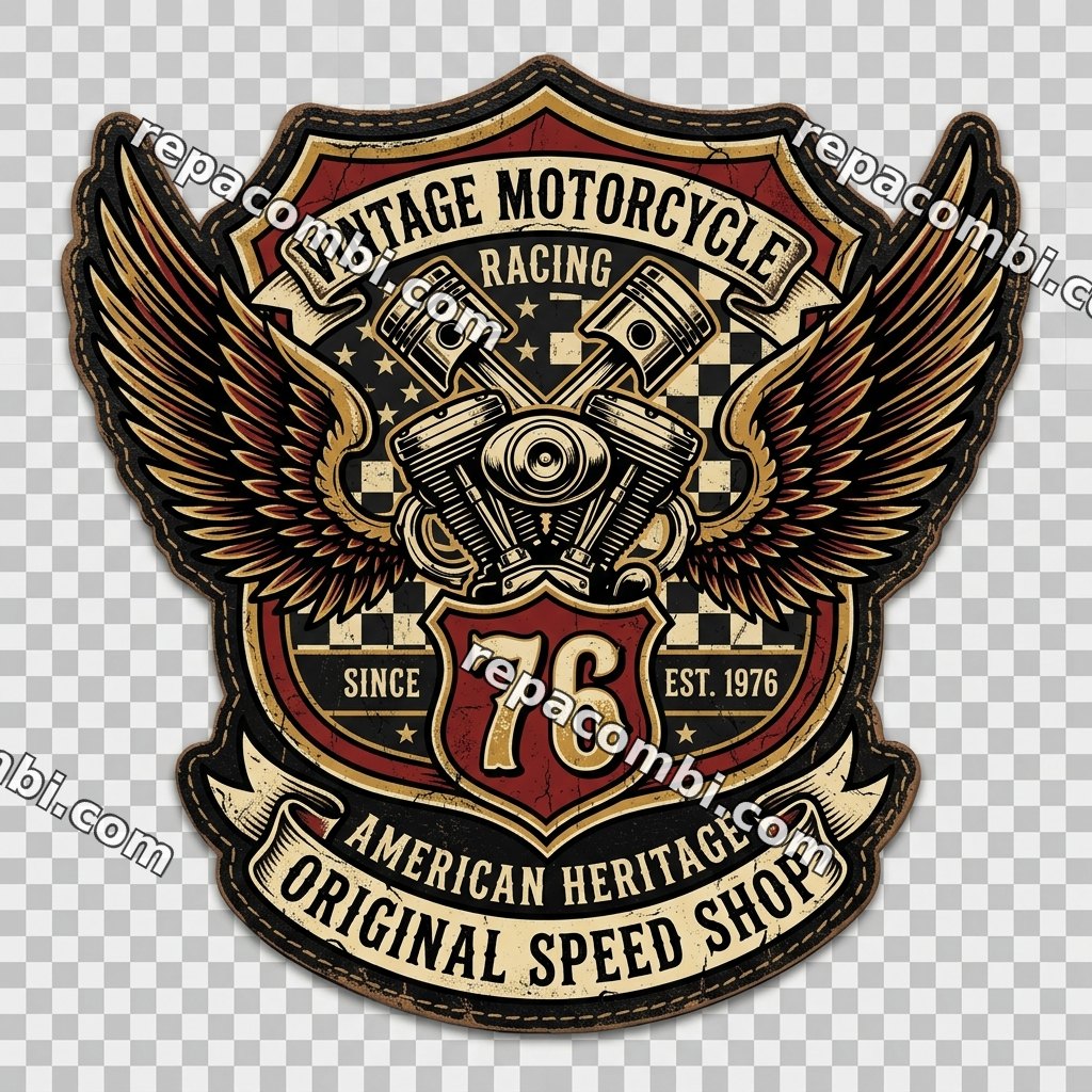 Vintage Racing Badge Vintage Racing Badge — Badge racing vintage damier et chevrons, vibe padd